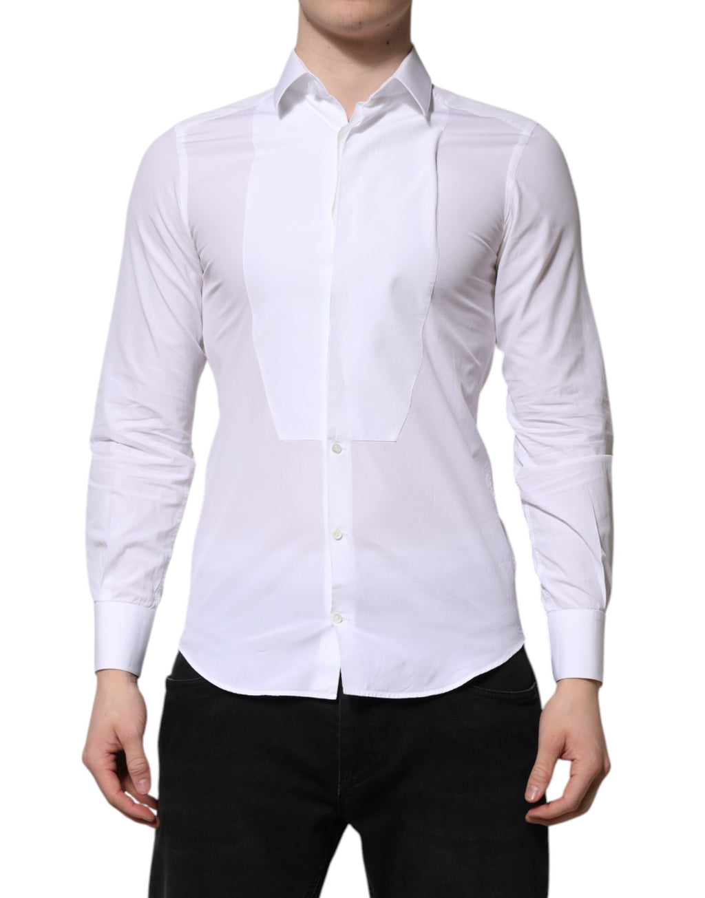 Chemise habillée à manches longues pour homme en coton blanc Dolce & Gabbana GOLD