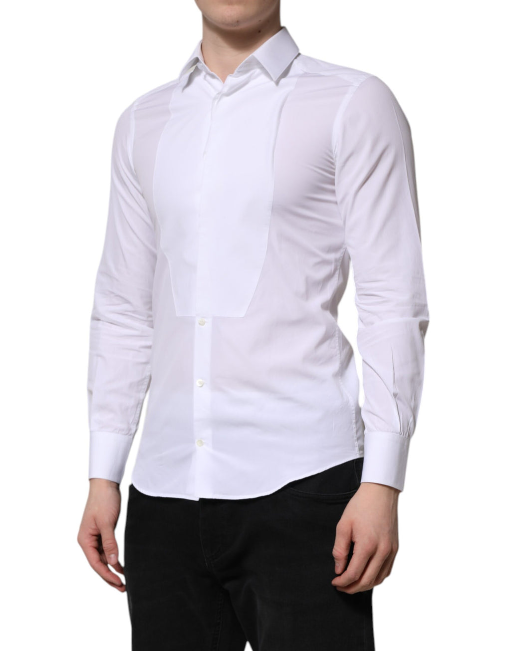 Chemise habillée à manches longues pour homme en coton blanc Dolce & Gabbana GOLD