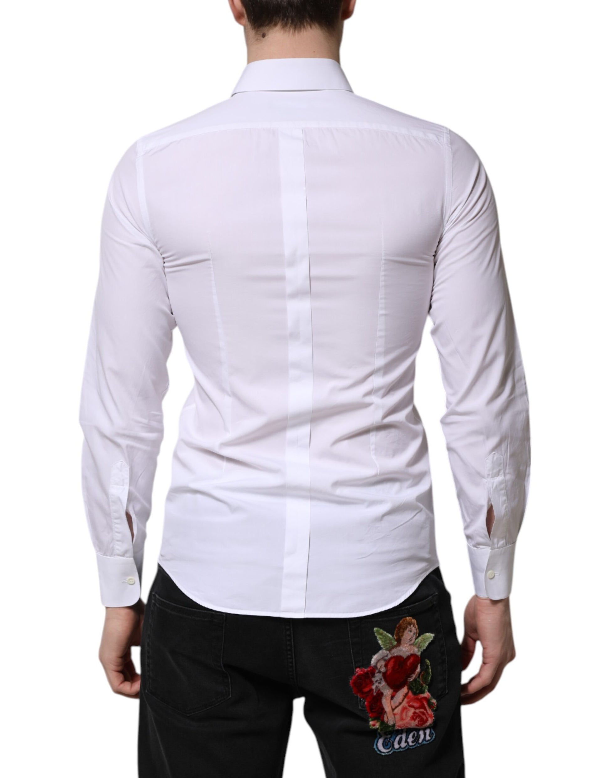Chemise habillée à manches longues pour homme en coton blanc Dolce & Gabbana GOLD