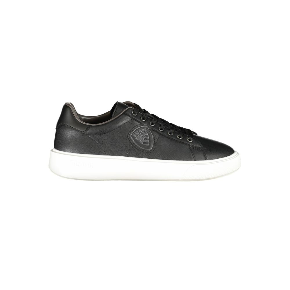 Blauer Herren-Sneaker aus schwarzem Leder