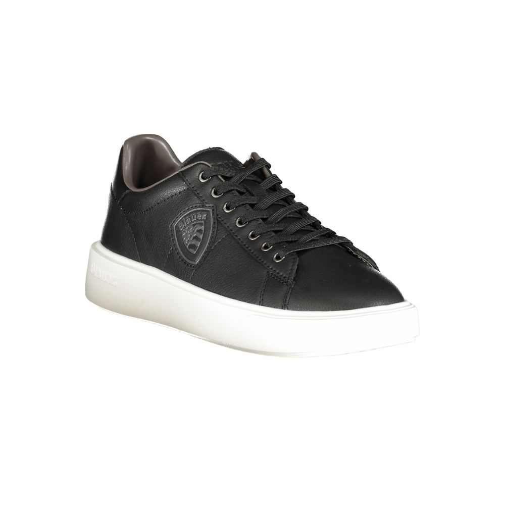 Blauer Herren-Sneaker aus schwarzem Leder