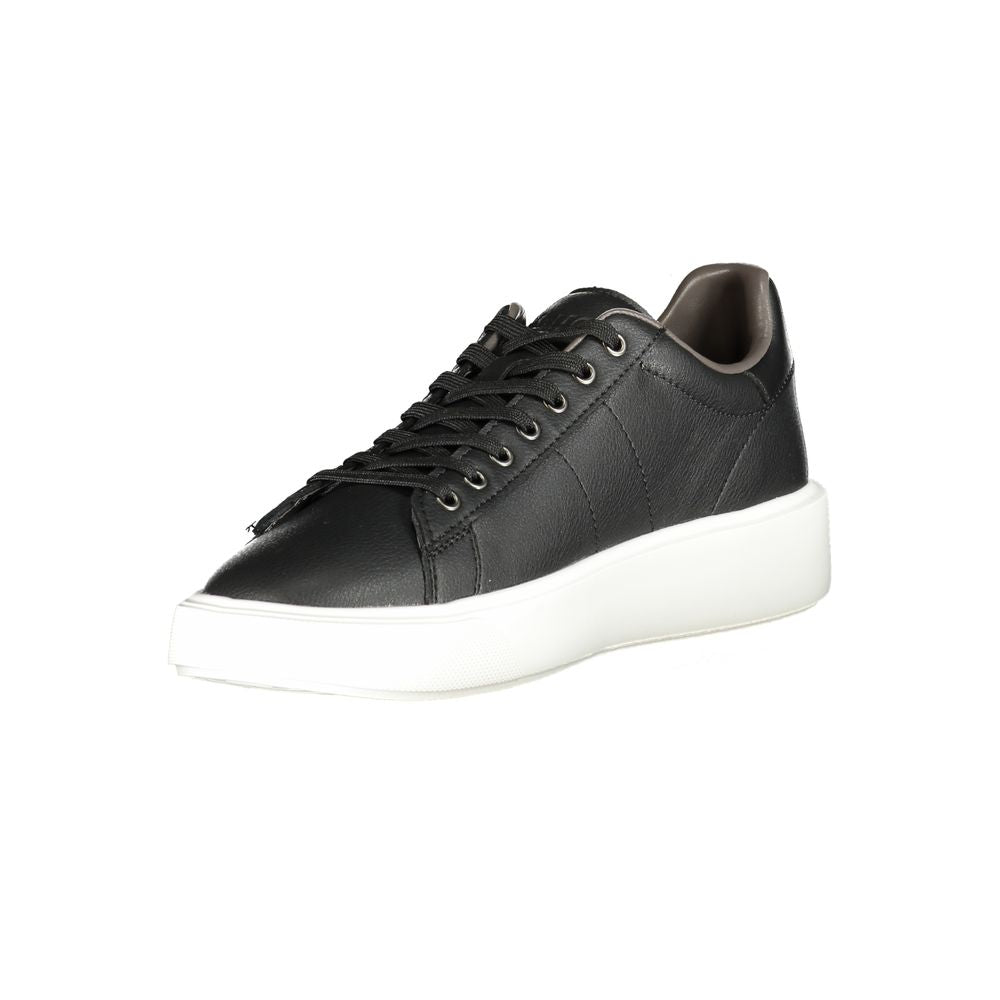 Blauer Herren-Sneaker aus schwarzem Leder