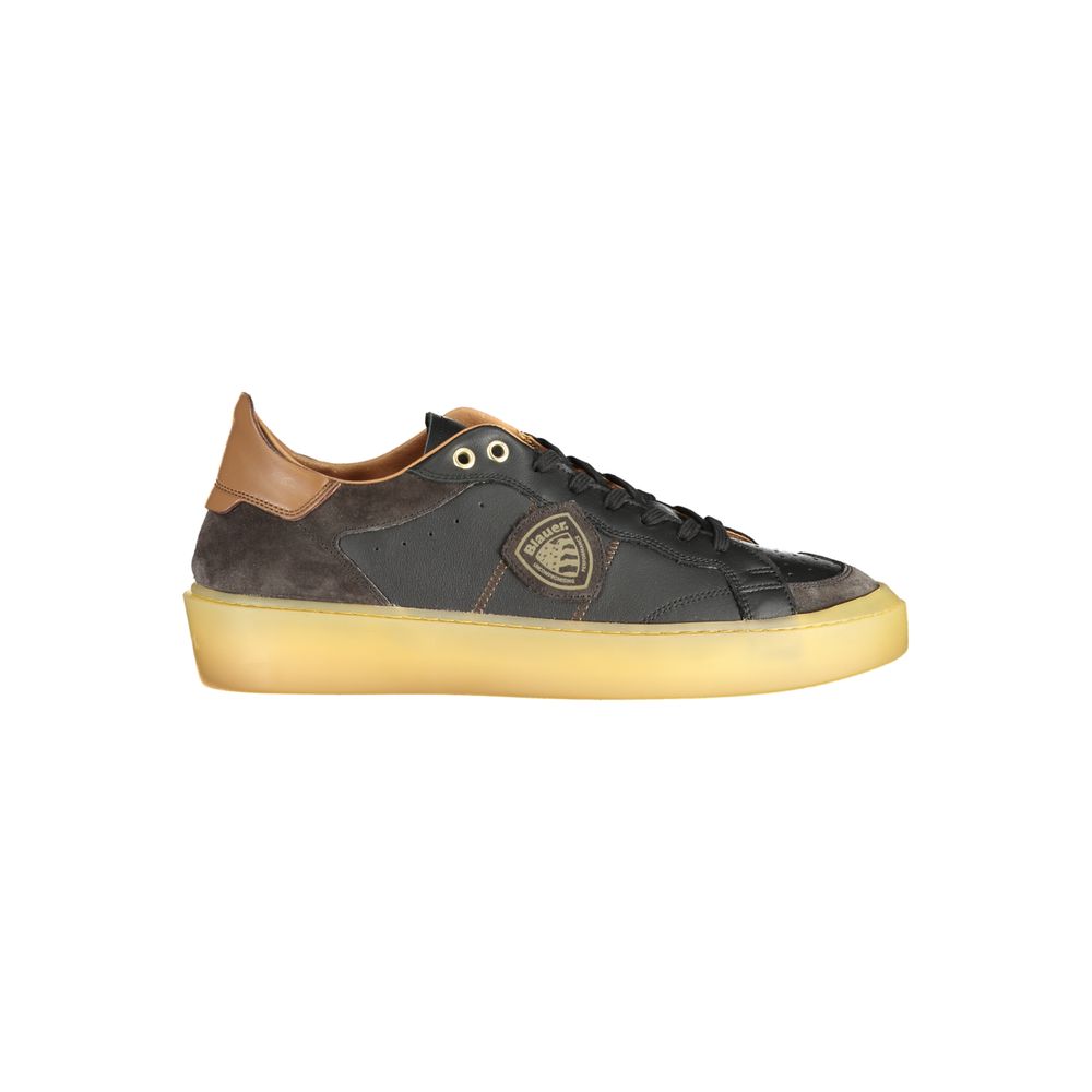 Blauer Herren-Sneaker aus schwarzem Leder