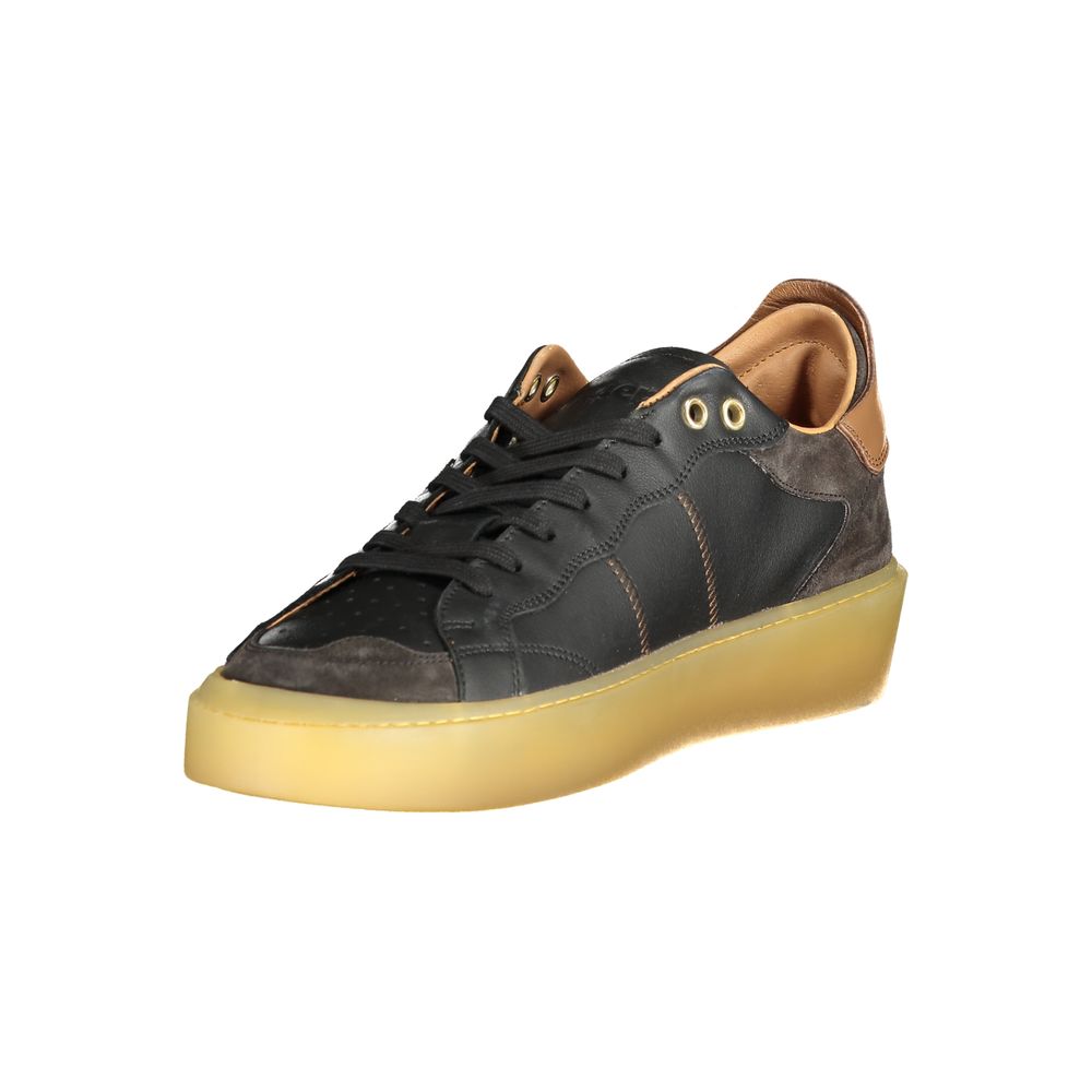 Blauer Herren-Sneaker aus schwarzem Leder