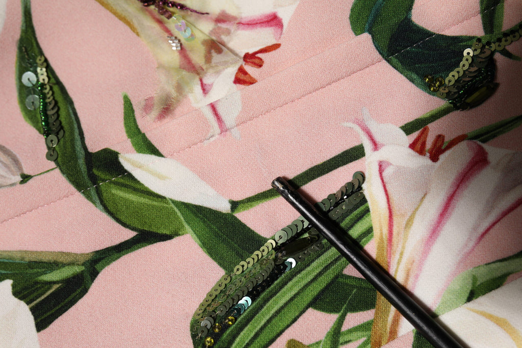 Dolce & Gabbana Pink Lily Viskose Etuikleid Stretch Midi