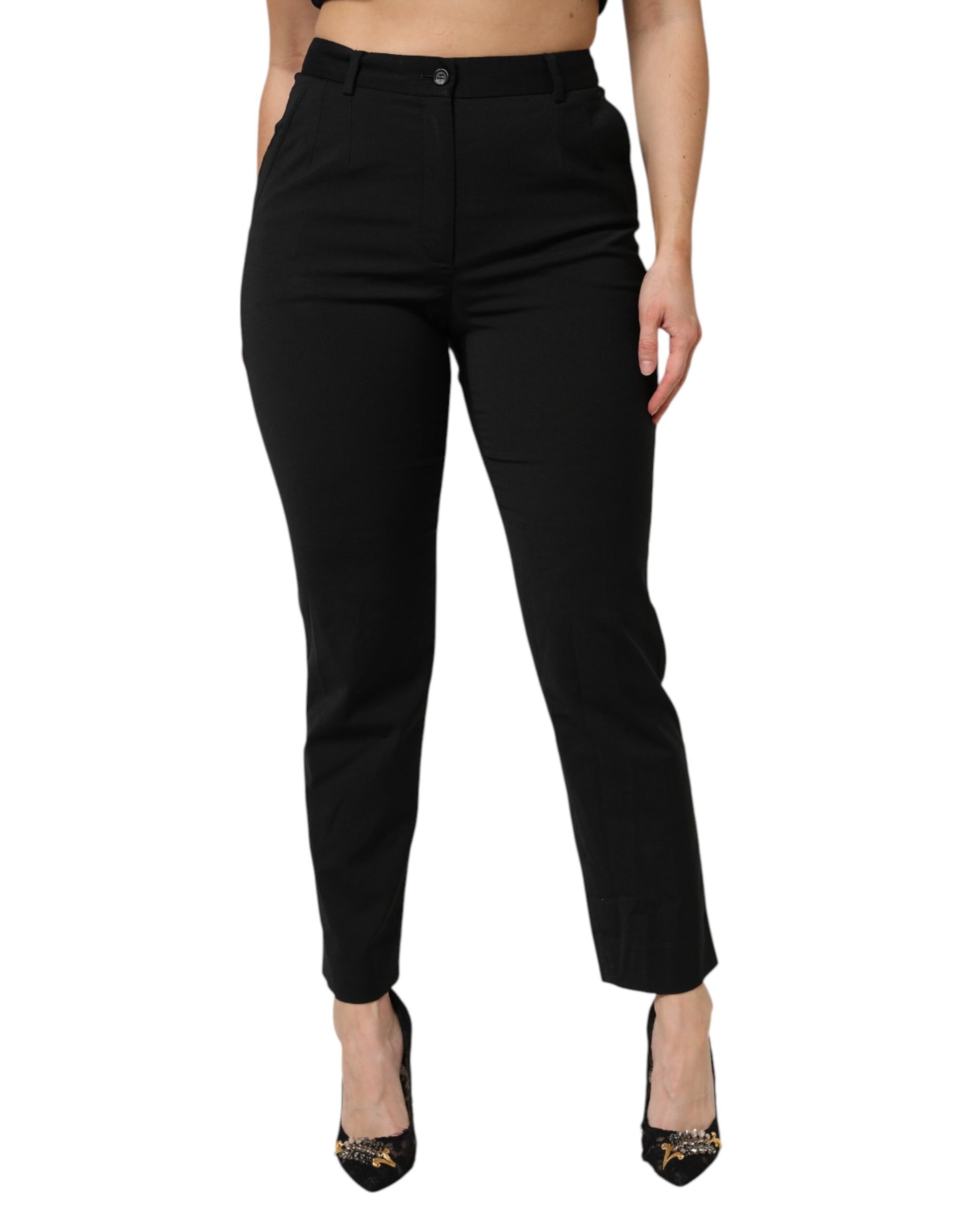 Pantalon fuselé taille haute Dolce & Gabbana noir pour le personnel
