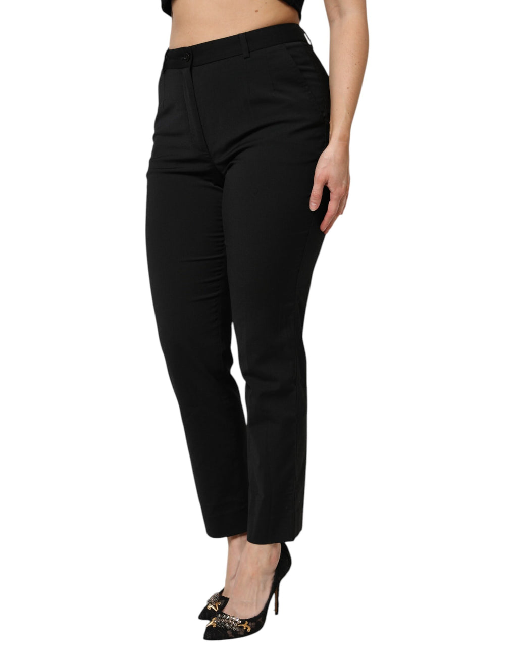 Pantalon fuselé taille haute Dolce & Gabbana noir pour le personnel