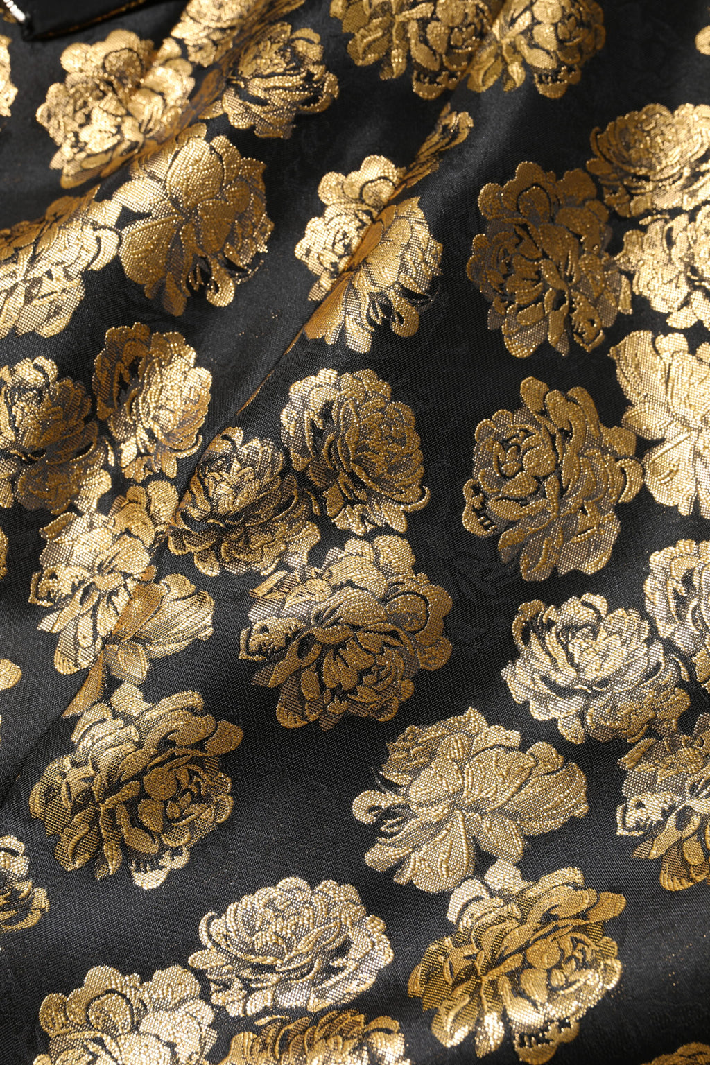 Mini-jupe en jacquard à imprimé floral noir et doré Dolce & Gabbana