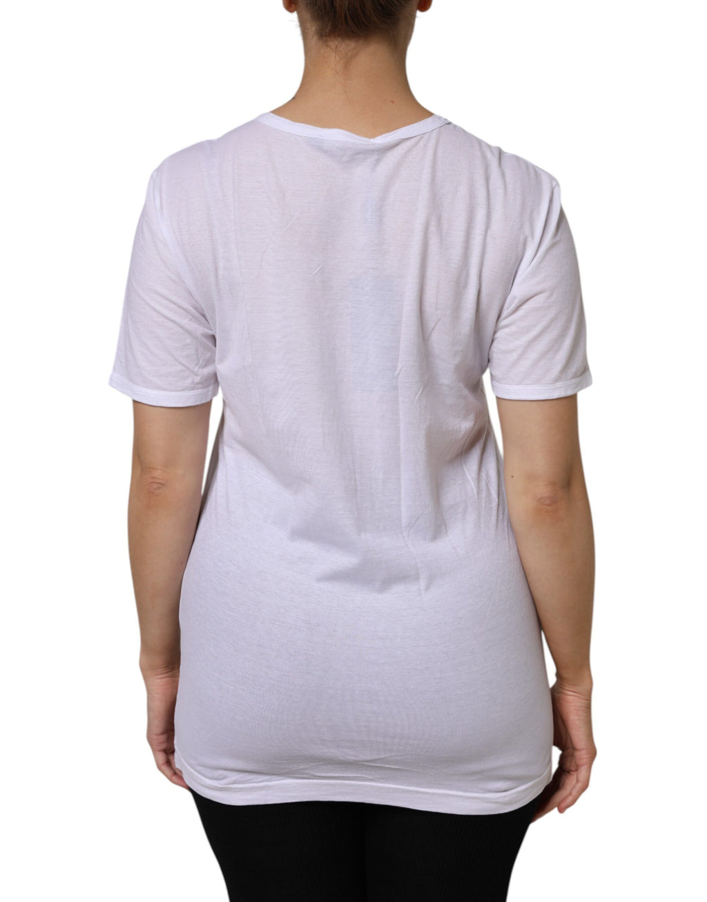 T-shirt Dolce & Gabbana en coton blanc à manches courtes et col en V