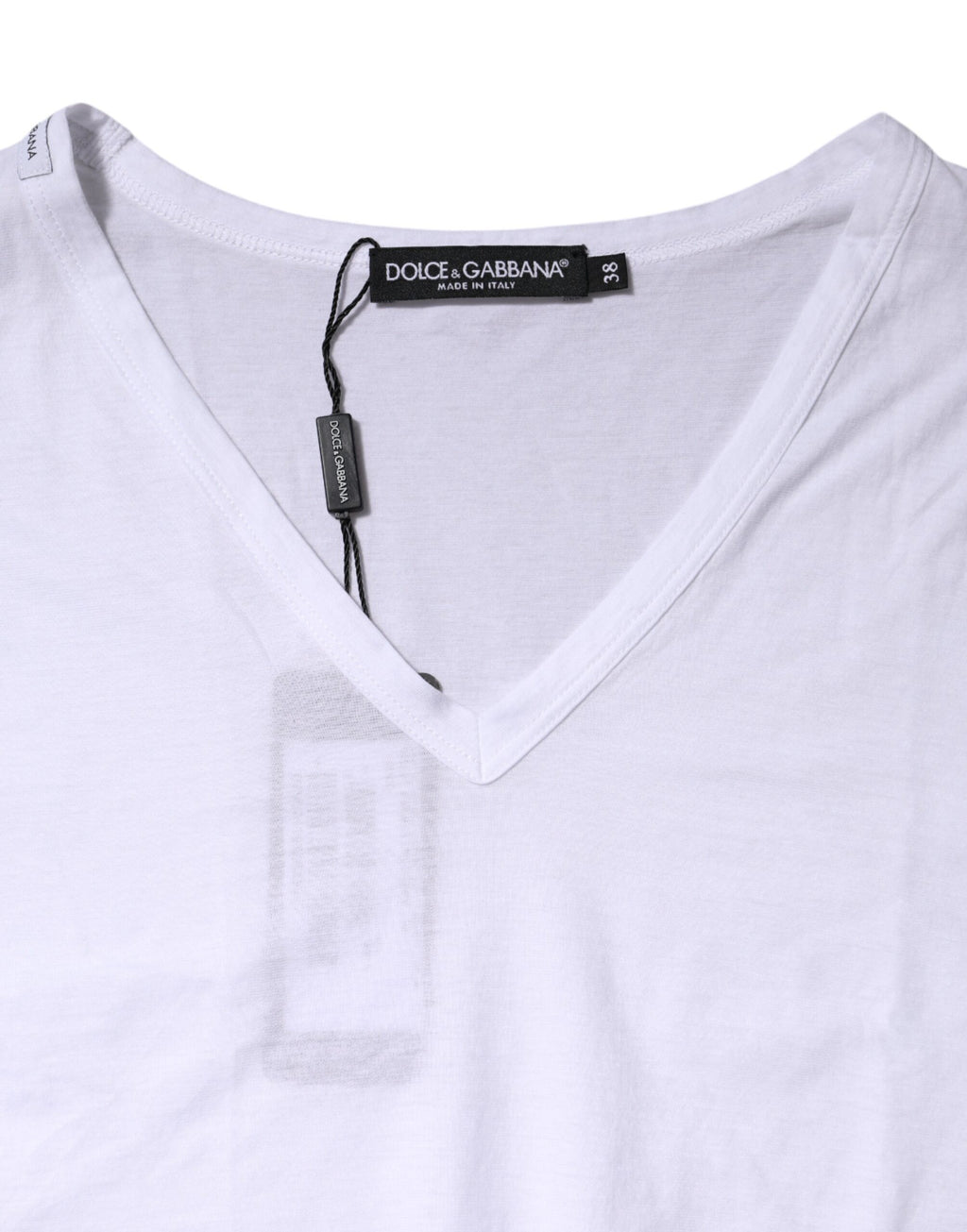 T-shirt Dolce & Gabbana en coton blanc à manches courtes et col en V