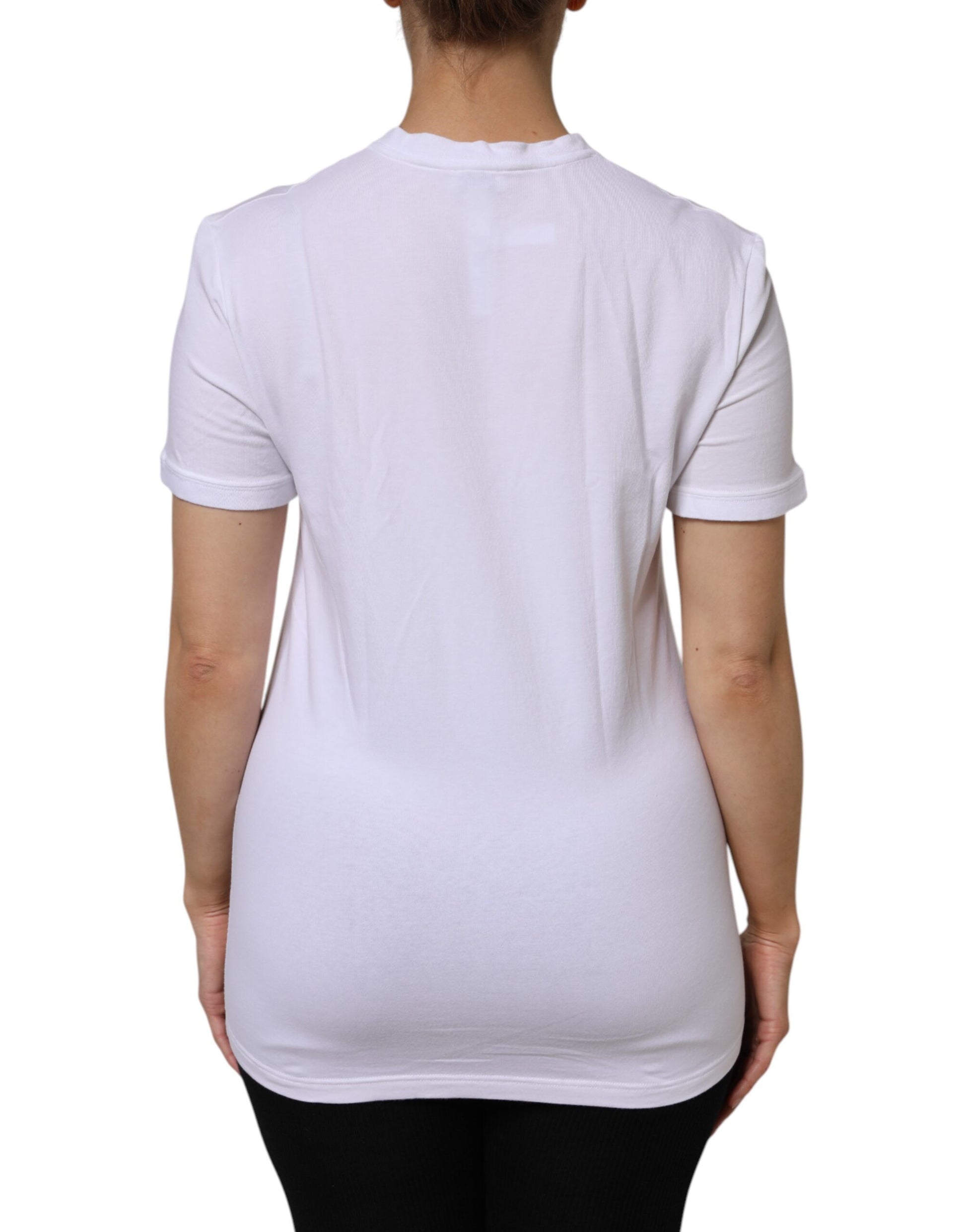 T-shirt Dolce & Gabbana en coton blanc à manches courtes et col en V