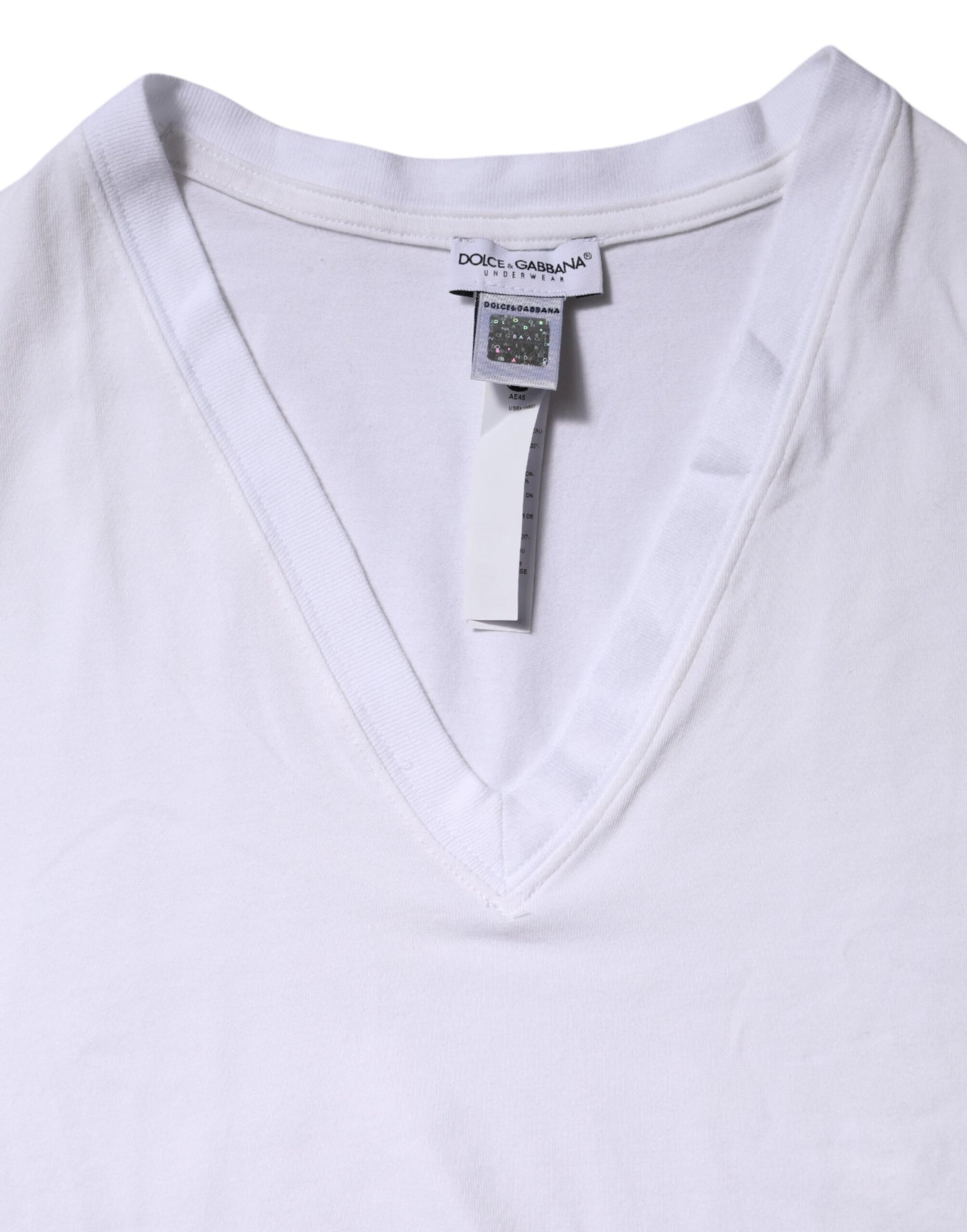T-shirt Dolce & Gabbana en coton blanc à manches courtes et col en V
