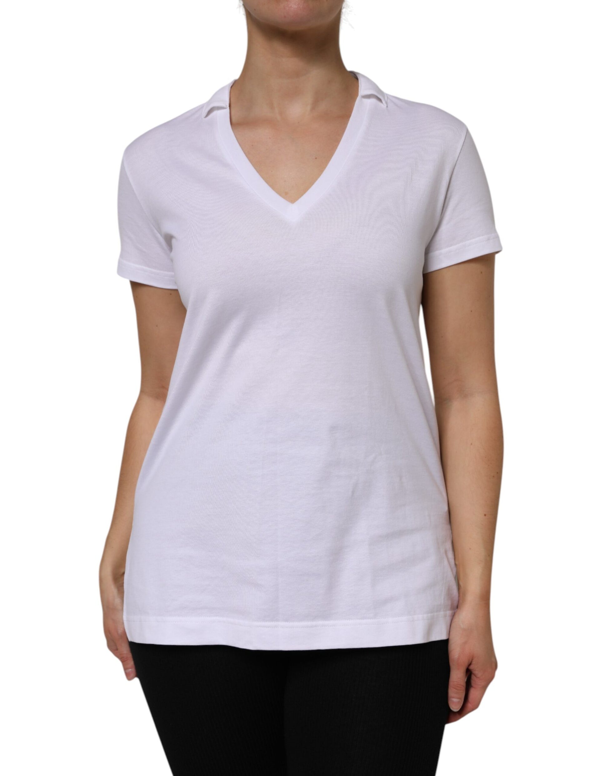 T-shirt Dolce & Gabbana en coton blanc à manches courtes et col en V