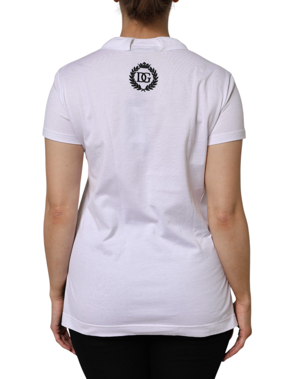 T-shirt Dolce & Gabbana en coton blanc à manches courtes et col en V