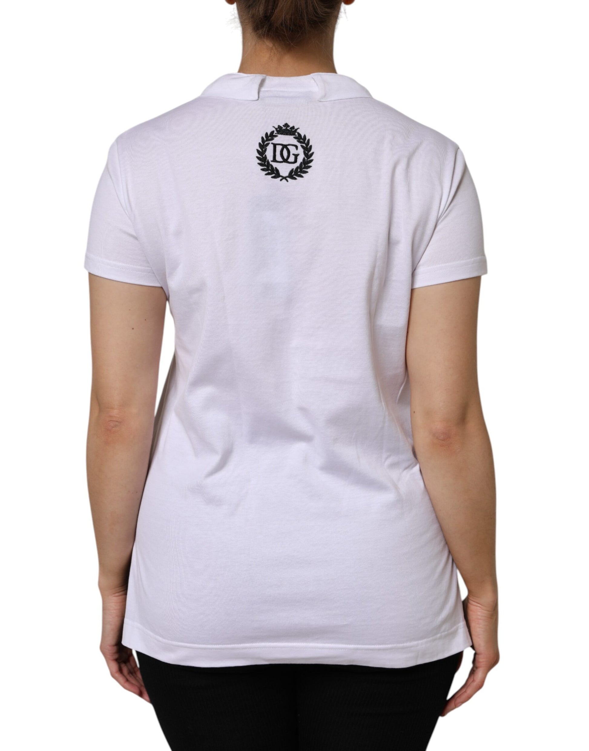 T-shirt Dolce & Gabbana en coton blanc à manches courtes et col en V