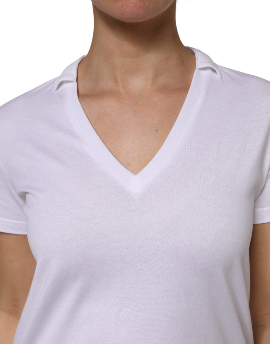T-shirt Dolce & Gabbana en coton blanc à manches courtes et col en V