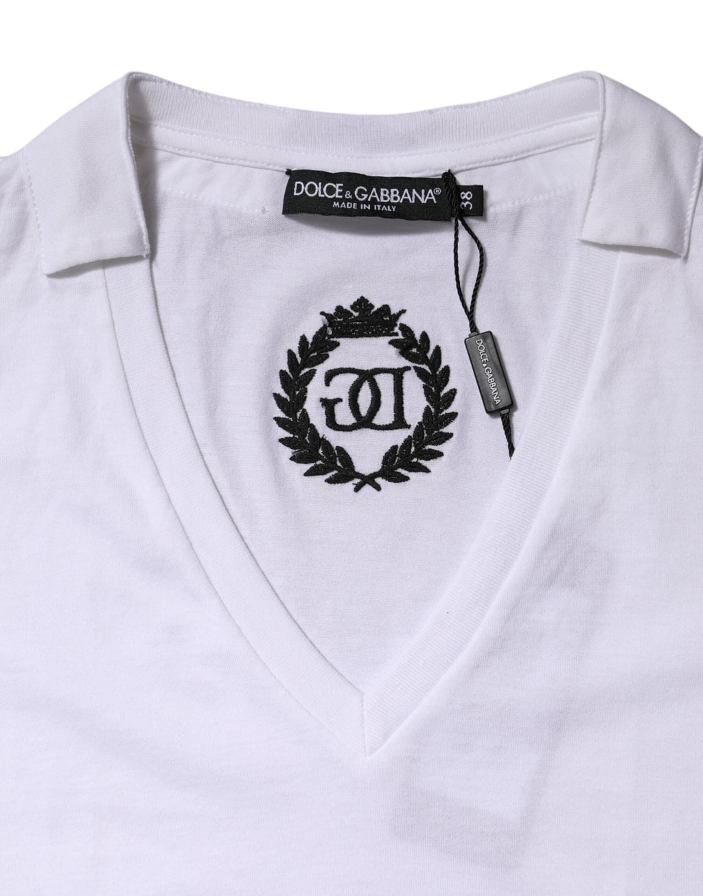 T-shirt Dolce & Gabbana en coton blanc à manches courtes et col en V