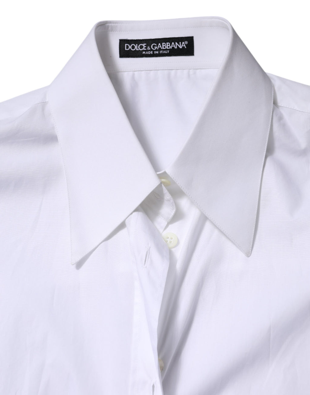 Dolce & Gabbana Weißes Baumwoll-Hemd mit Kragen Langarm-Top