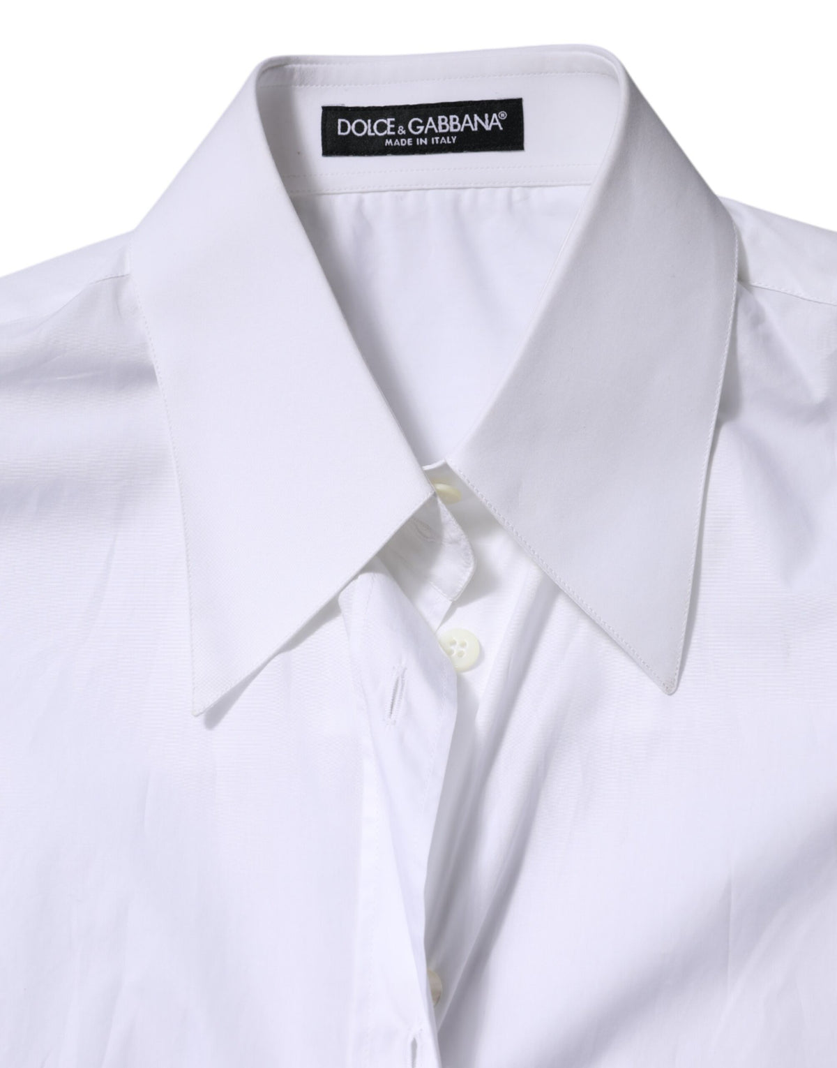Dolce & Gabbana Weißes Baumwoll-Hemd mit Kragen Langarm-Top