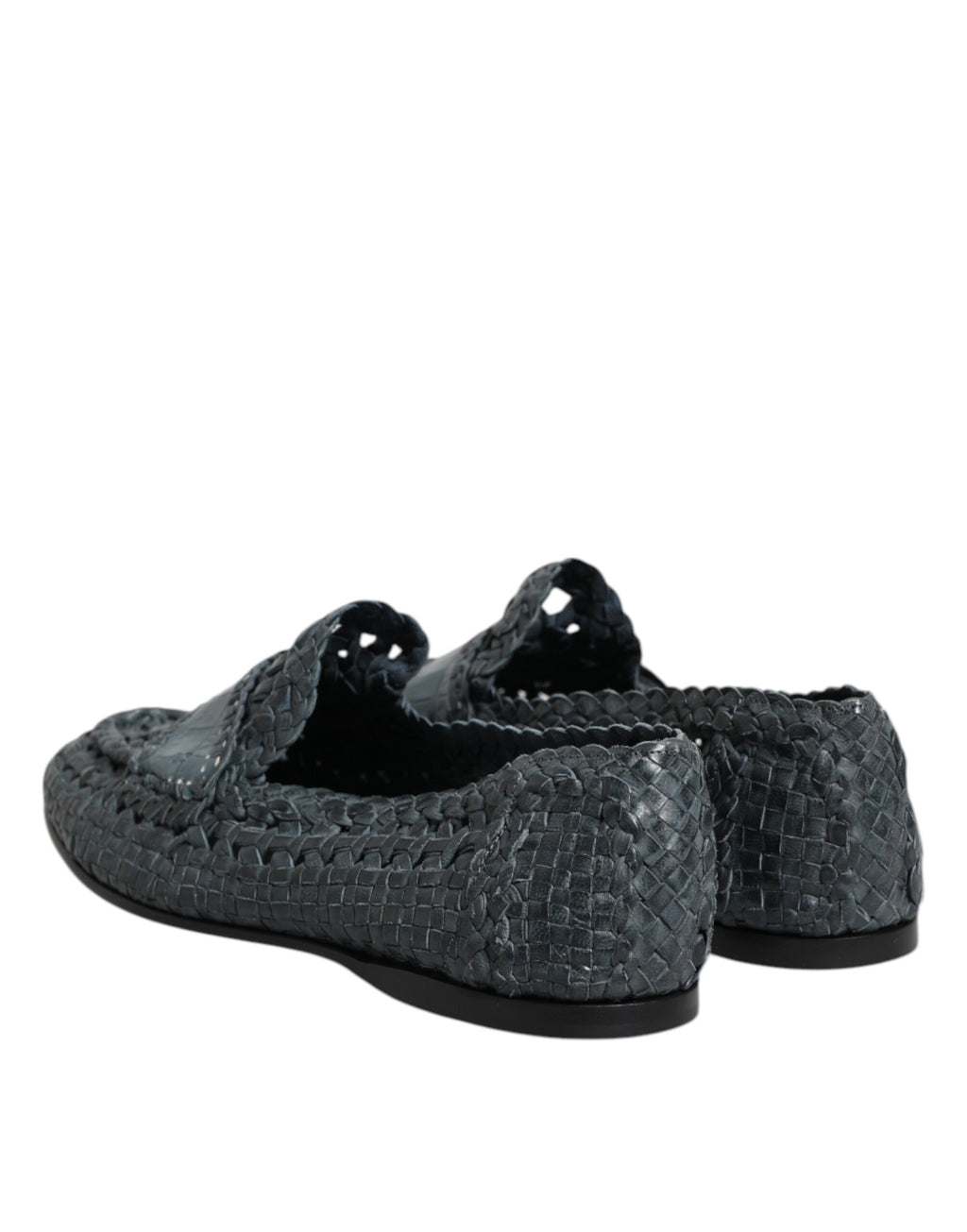 Chaussures Mocassins à Enfiler en Cuir Tressé Bleu Dolce & Gabbana