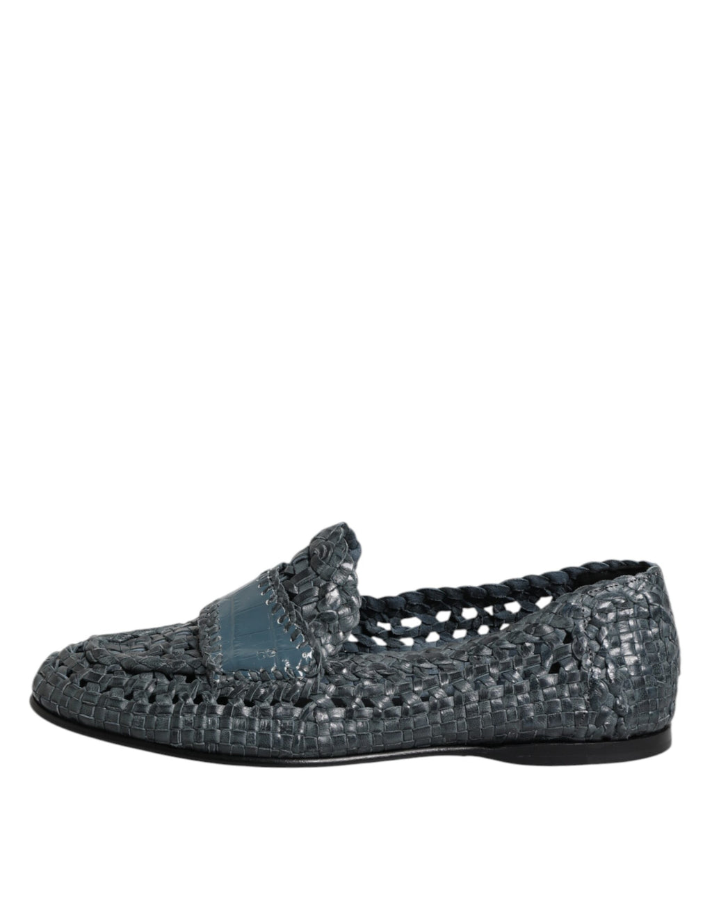 Chaussures Mocassins à Enfiler en Cuir Tressé Bleu Dolce & Gabbana