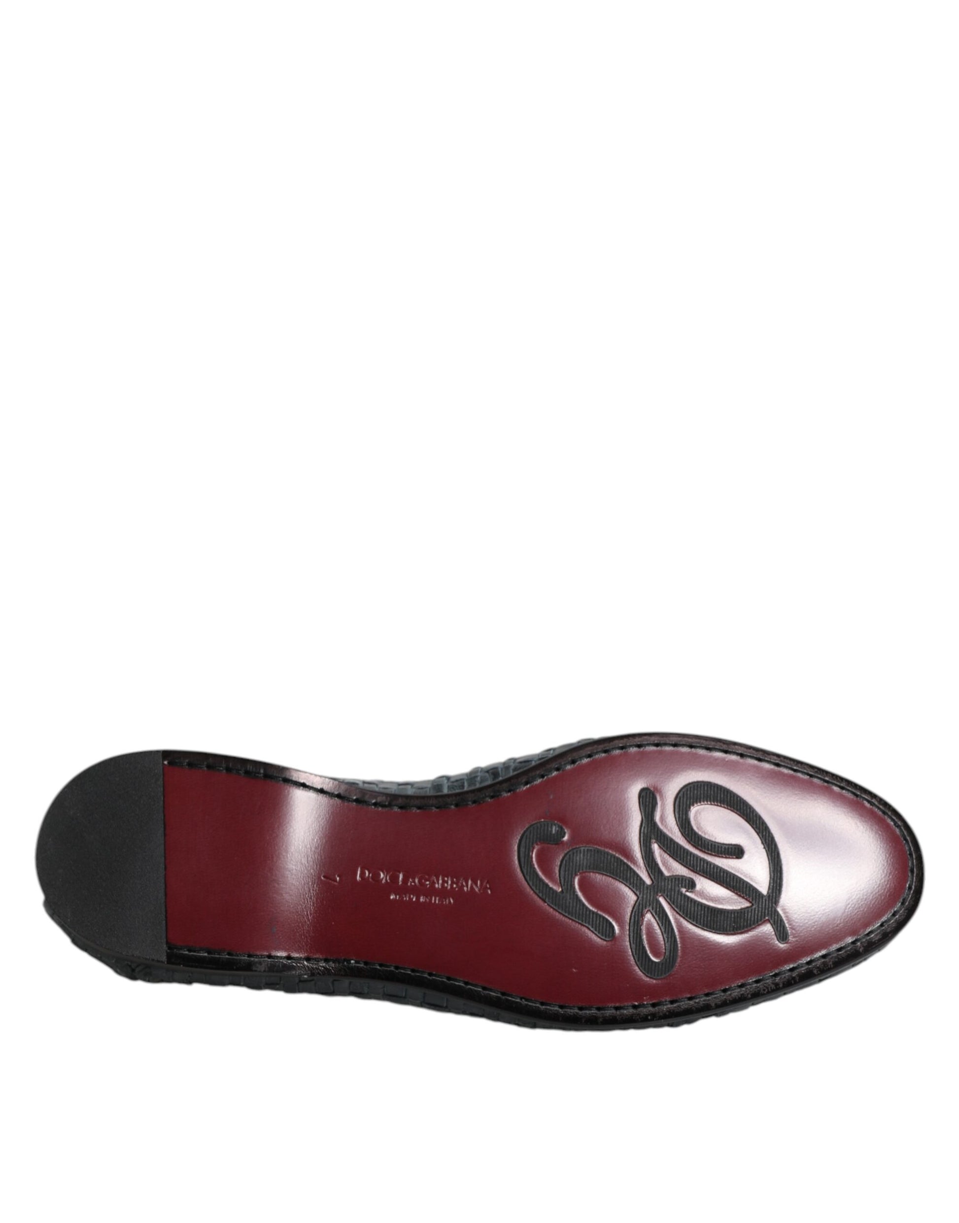 Chaussures Mocassins à Enfiler en Cuir Tressé Bleu Dolce & Gabbana