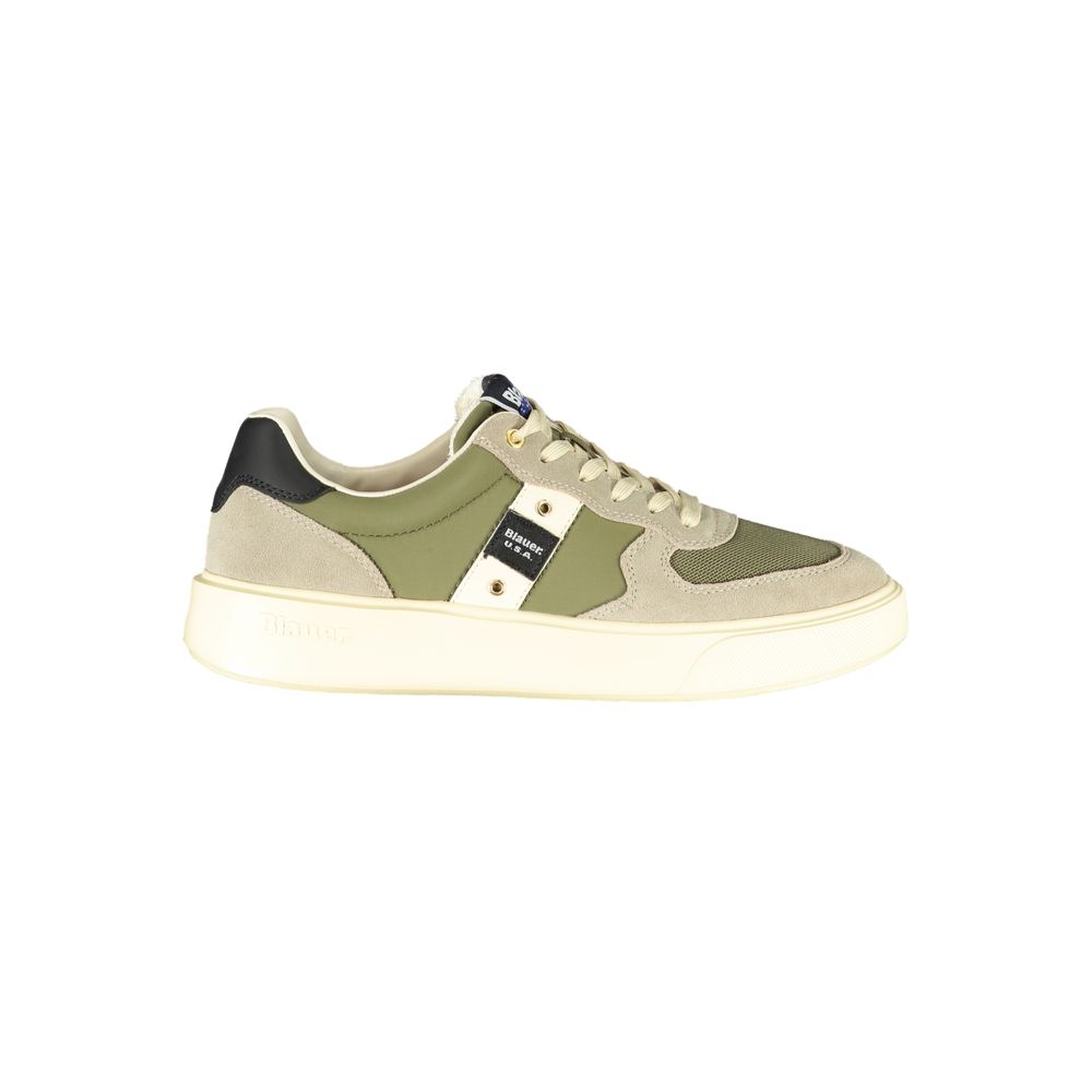 Blauer Baskets Homme en Cuir Vert