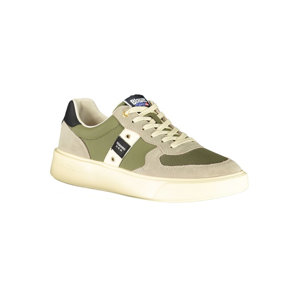 Blauer Baskets Homme en Cuir Vert