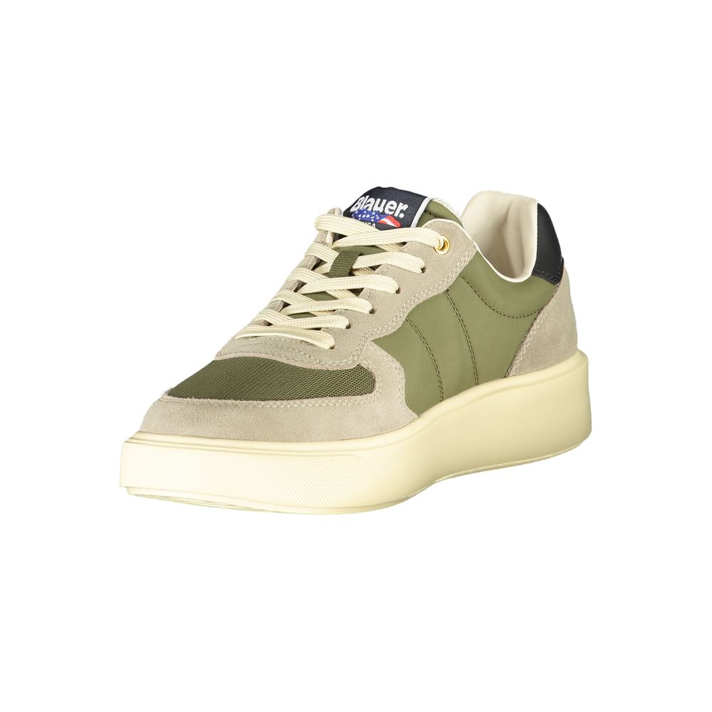 Blauer Baskets Homme en Cuir Vert