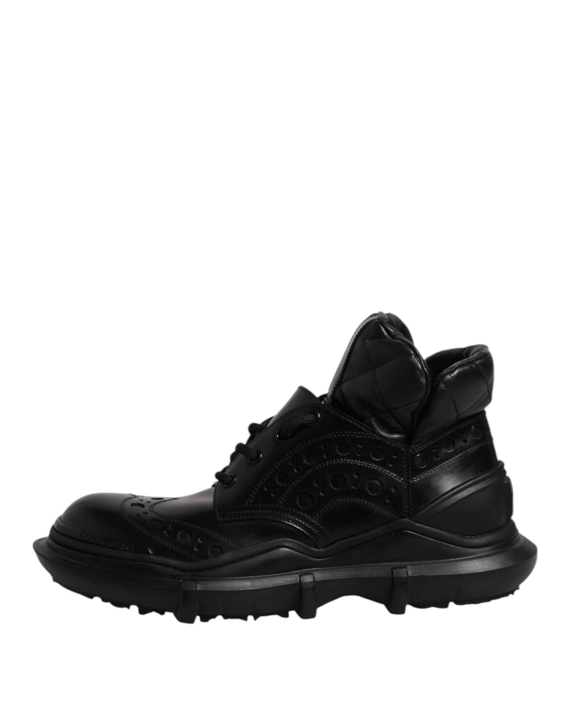 Dolce & Gabbana Black Leather Casual Mens Ankle Boots Shoes