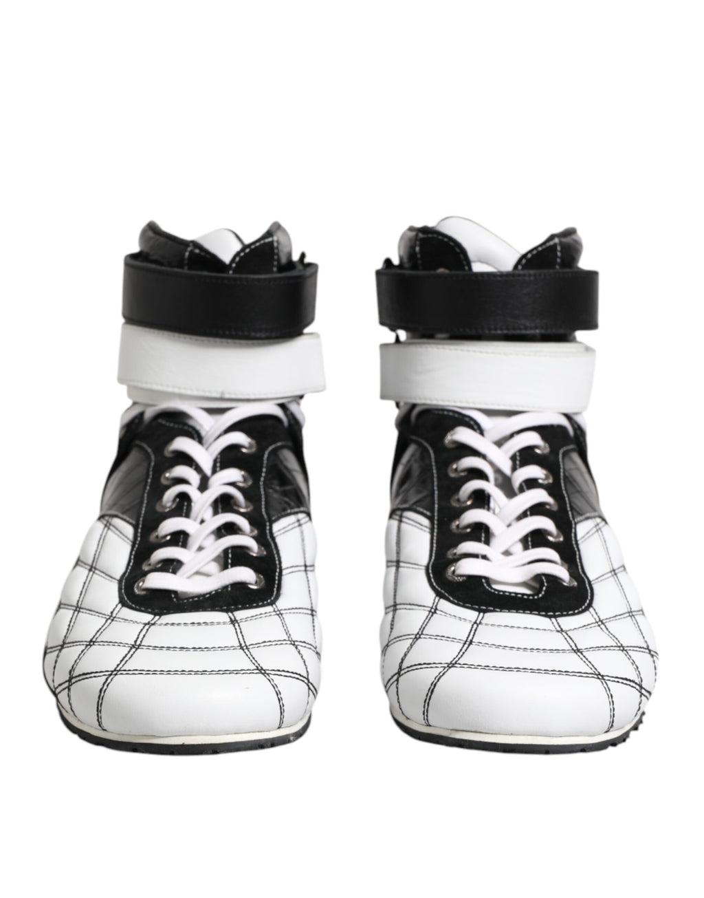 Chaussures montantes en cuir noir et blanc Dolce & Gabbana