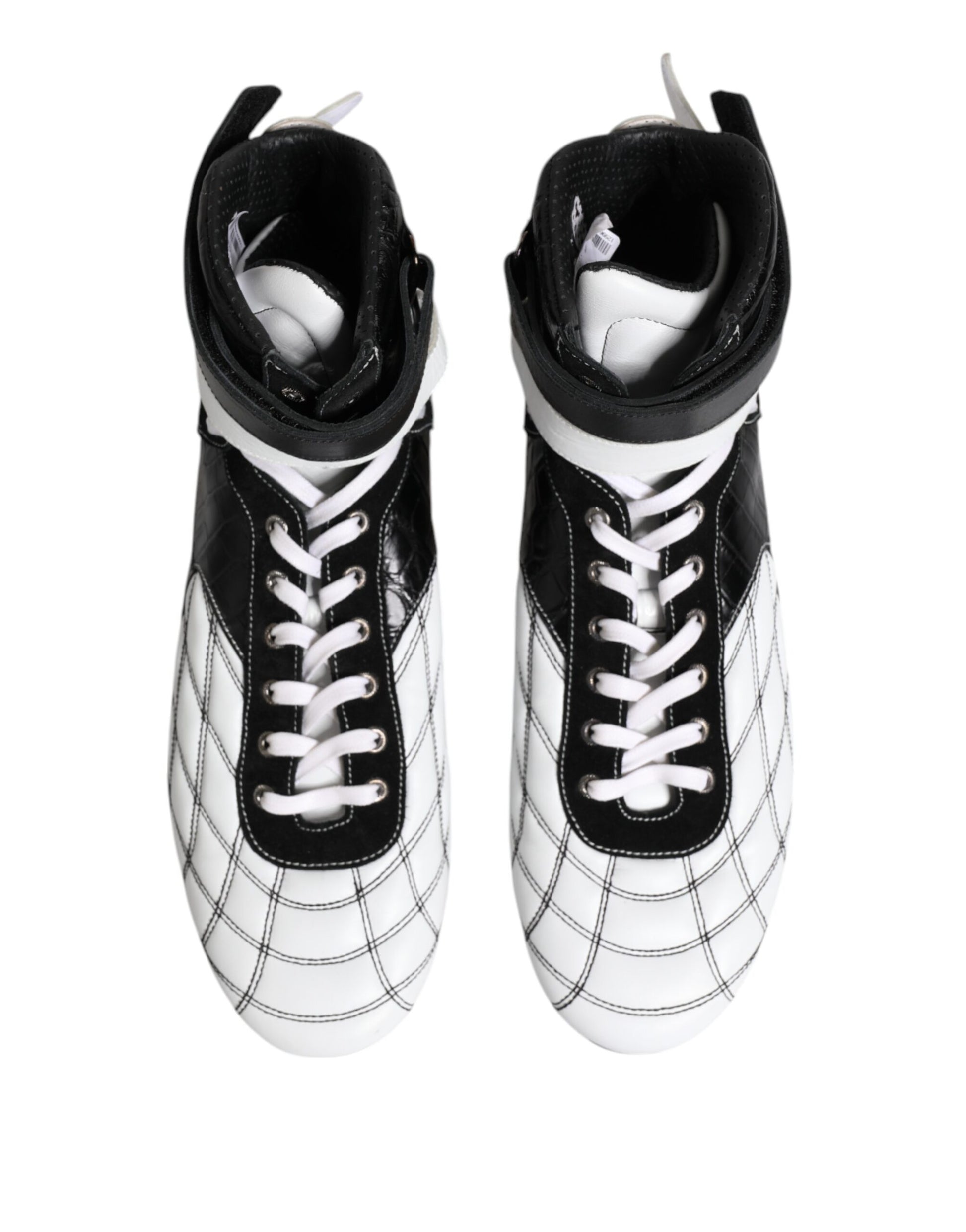 Chaussures montantes en cuir noir et blanc Dolce & Gabbana