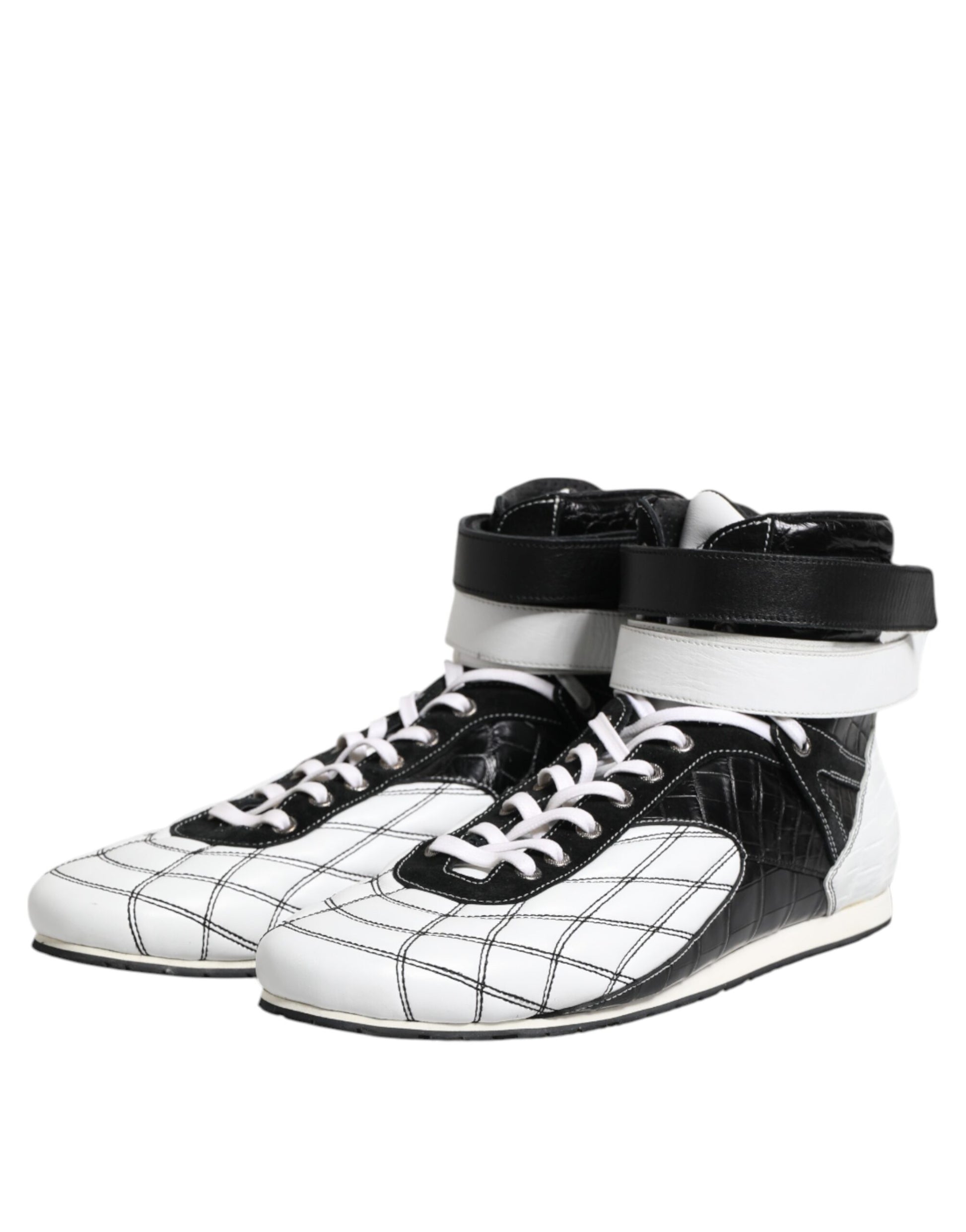 Chaussures montantes en cuir noir et blanc Dolce & Gabbana