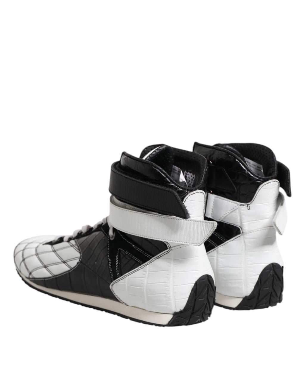 Chaussures montantes en cuir noir et blanc Dolce & Gabbana