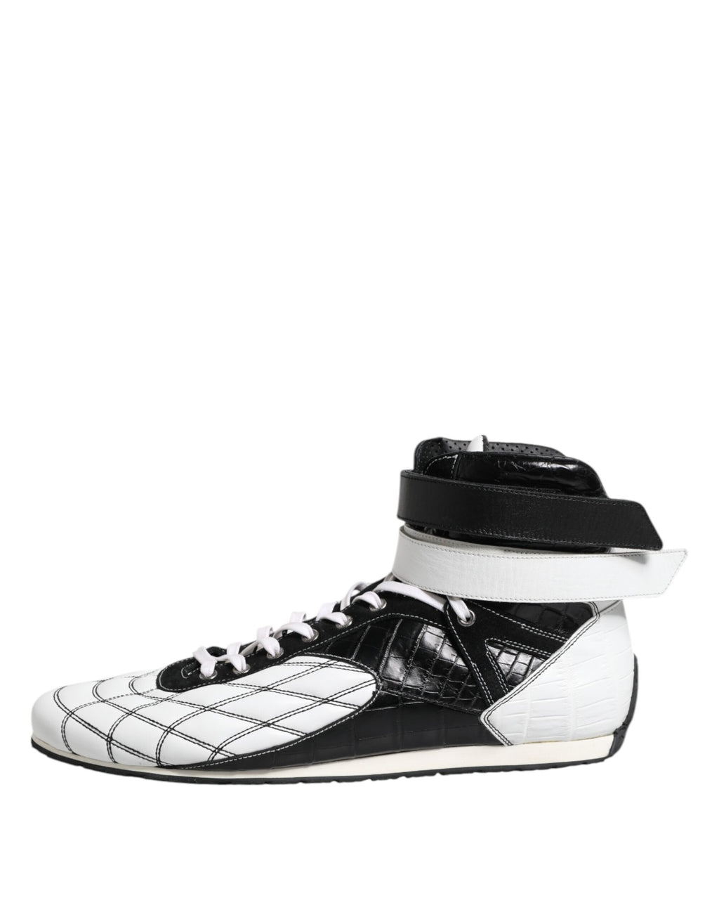 Chaussures montantes en cuir noir et blanc Dolce & Gabbana
