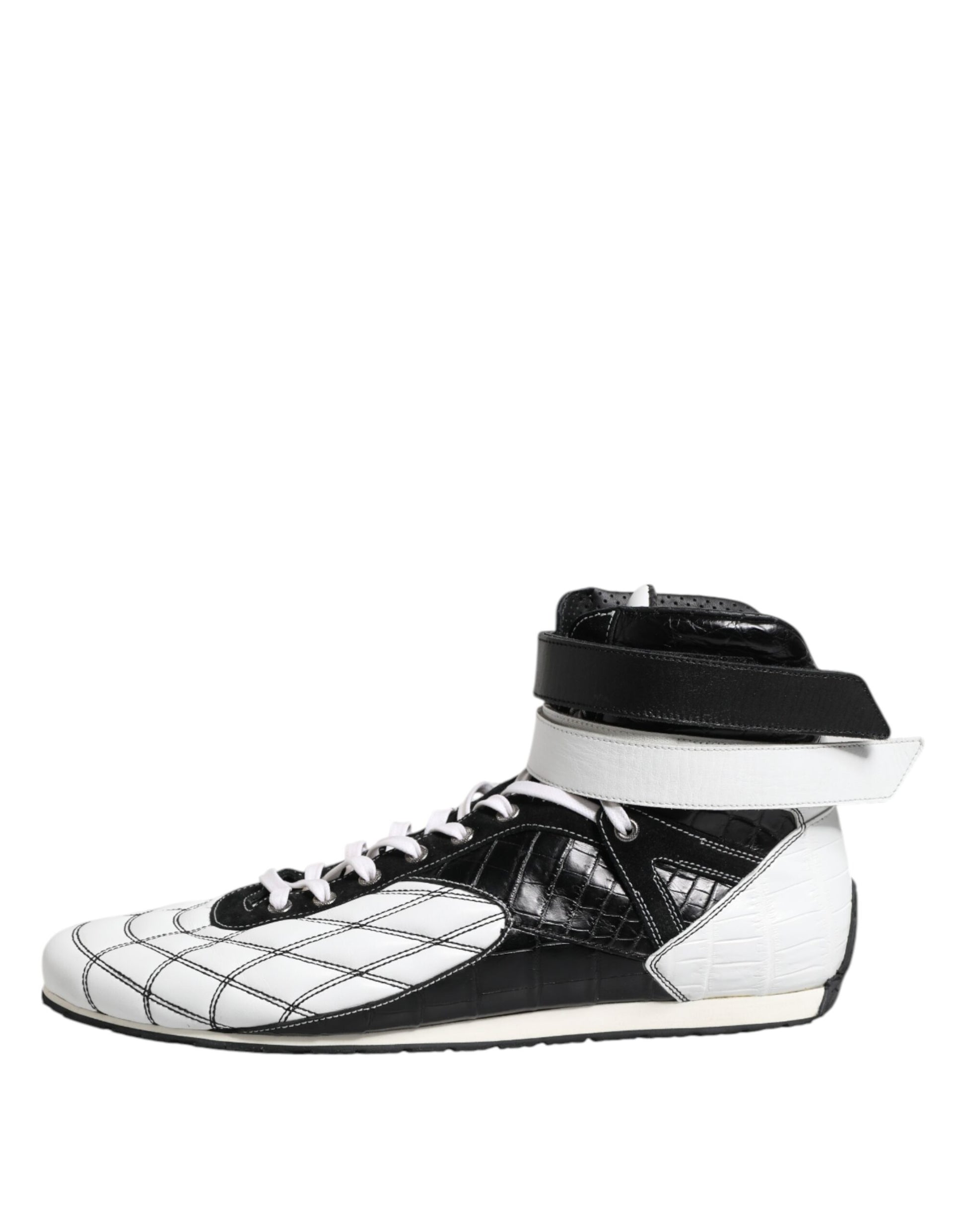 Chaussures montantes en cuir noir et blanc Dolce & Gabbana