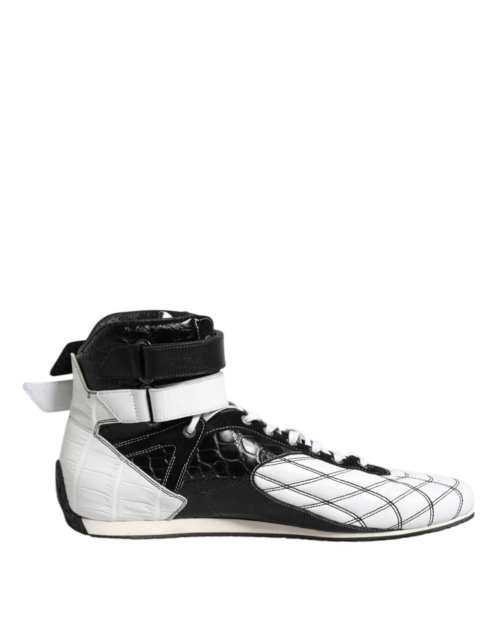 Chaussures montantes en cuir noir et blanc Dolce & Gabbana