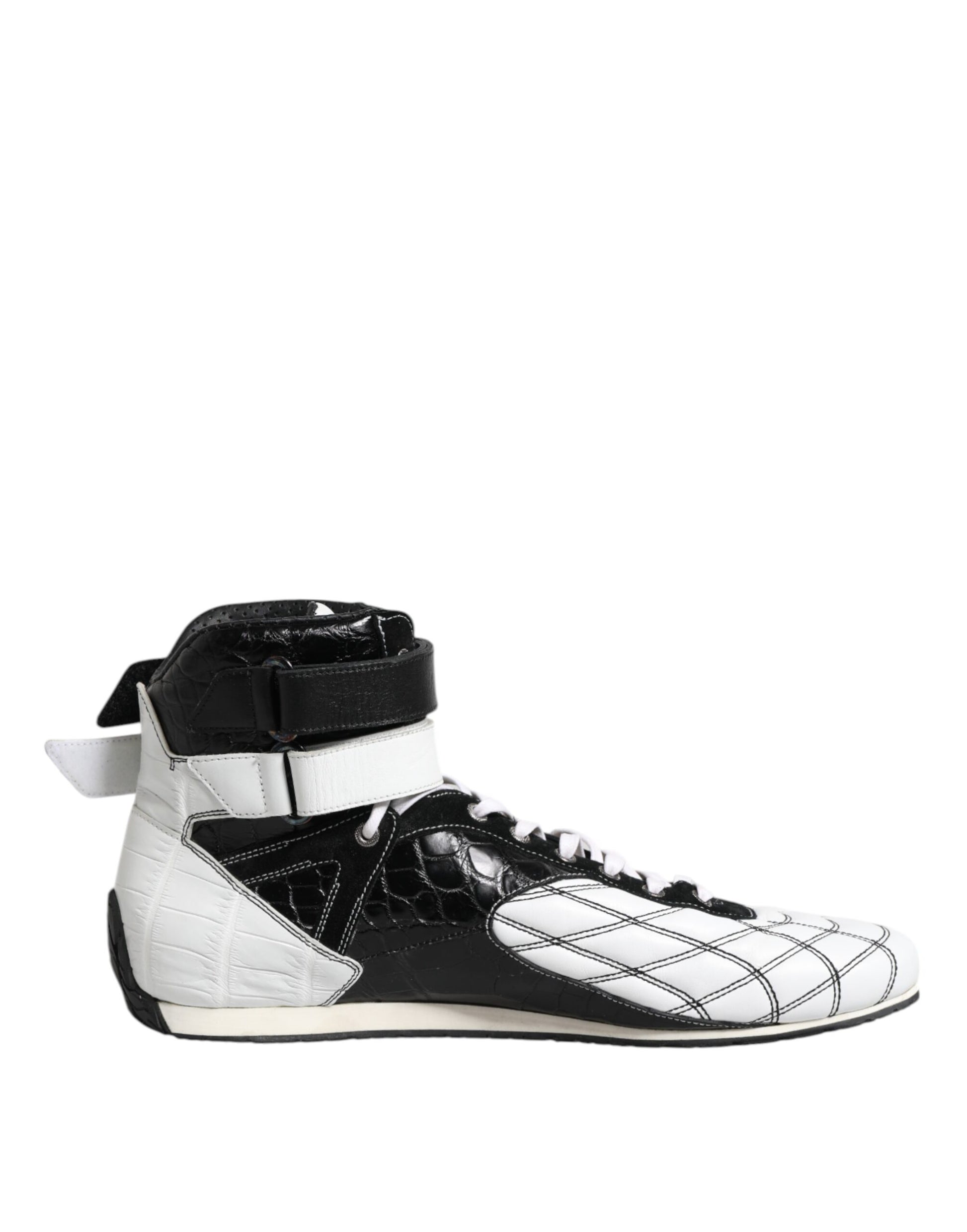 Chaussures montantes en cuir noir et blanc Dolce & Gabbana