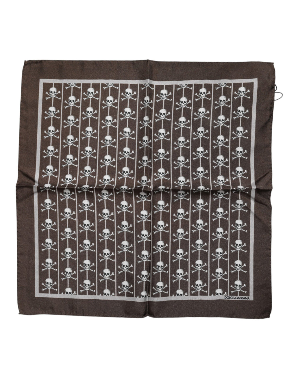 Foulard Carré en Soie Marron Tête de Mort pour Homme Dolce & Gabbana
