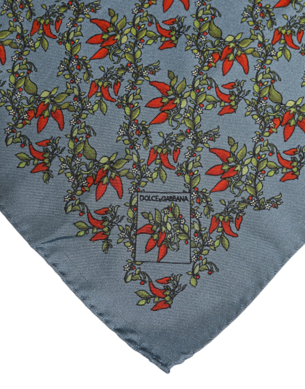 Foulard carré en soie gris Chilis pour homme Dolce & Gabbana