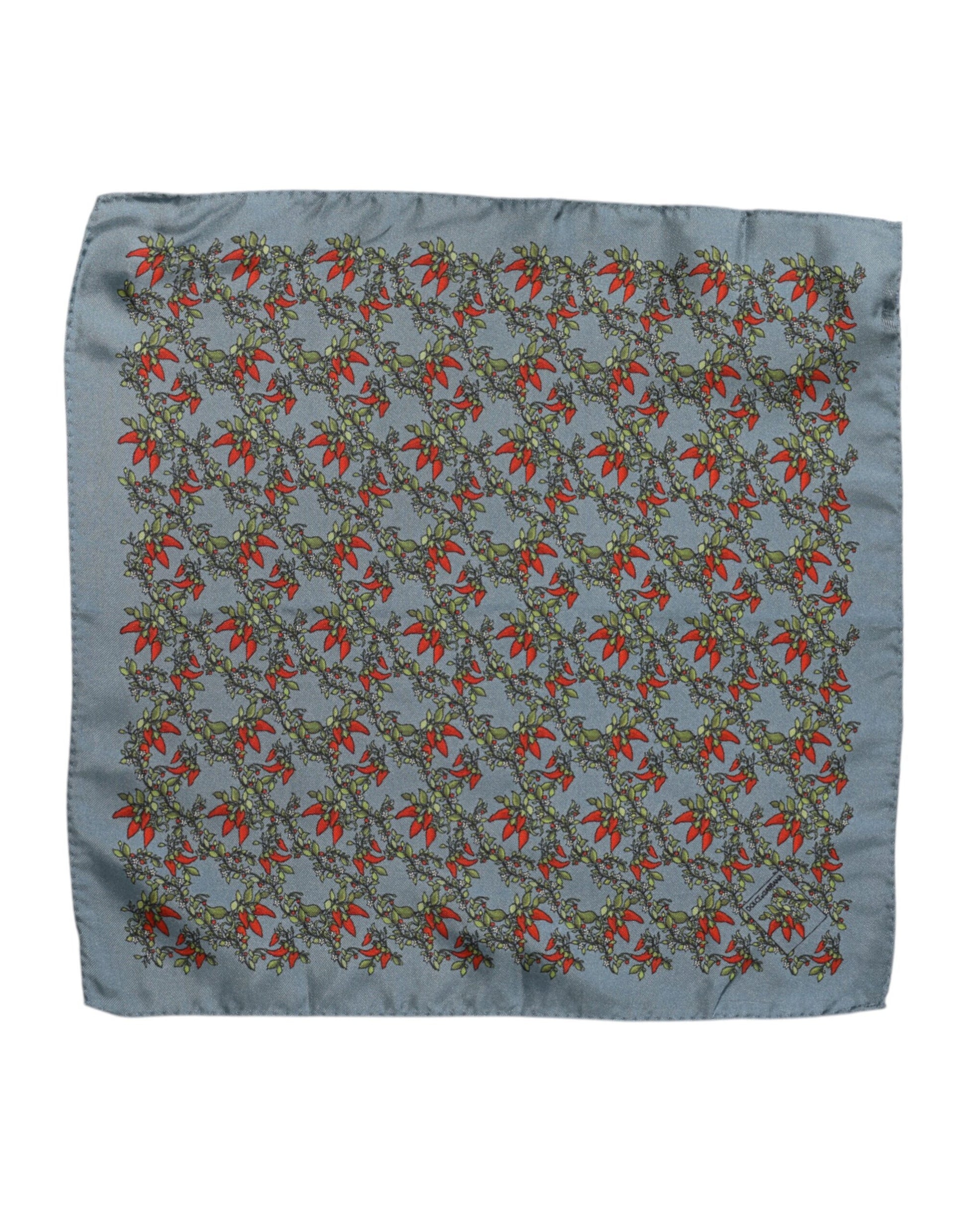 Foulard carré en soie gris Chilis pour homme Dolce & Gabbana