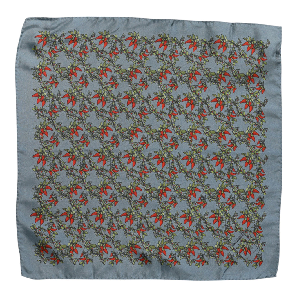 Foulard carré en soie gris Chilis pour homme Dolce & Gabbana