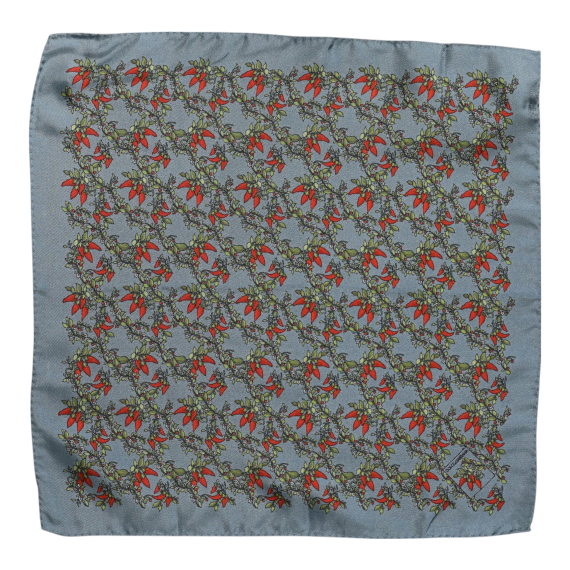 Foulard carré en soie gris Chilis pour homme Dolce & Gabbana