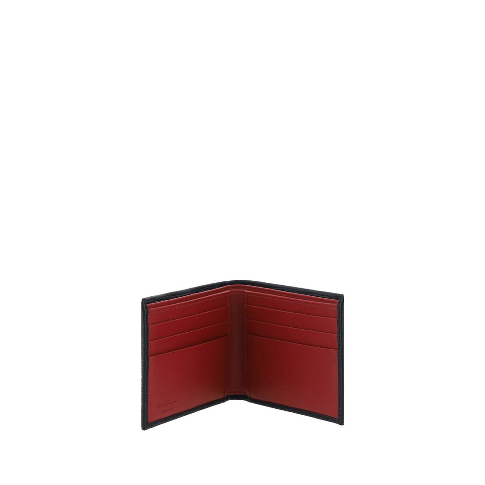 Ferragamo Black Calf Leather Bos Taurus Wallet