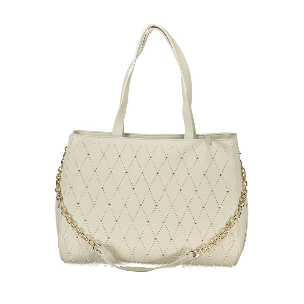Sac femme Valentino Bianco en polyuréthane avec deux anses et une bandoulière chaîne