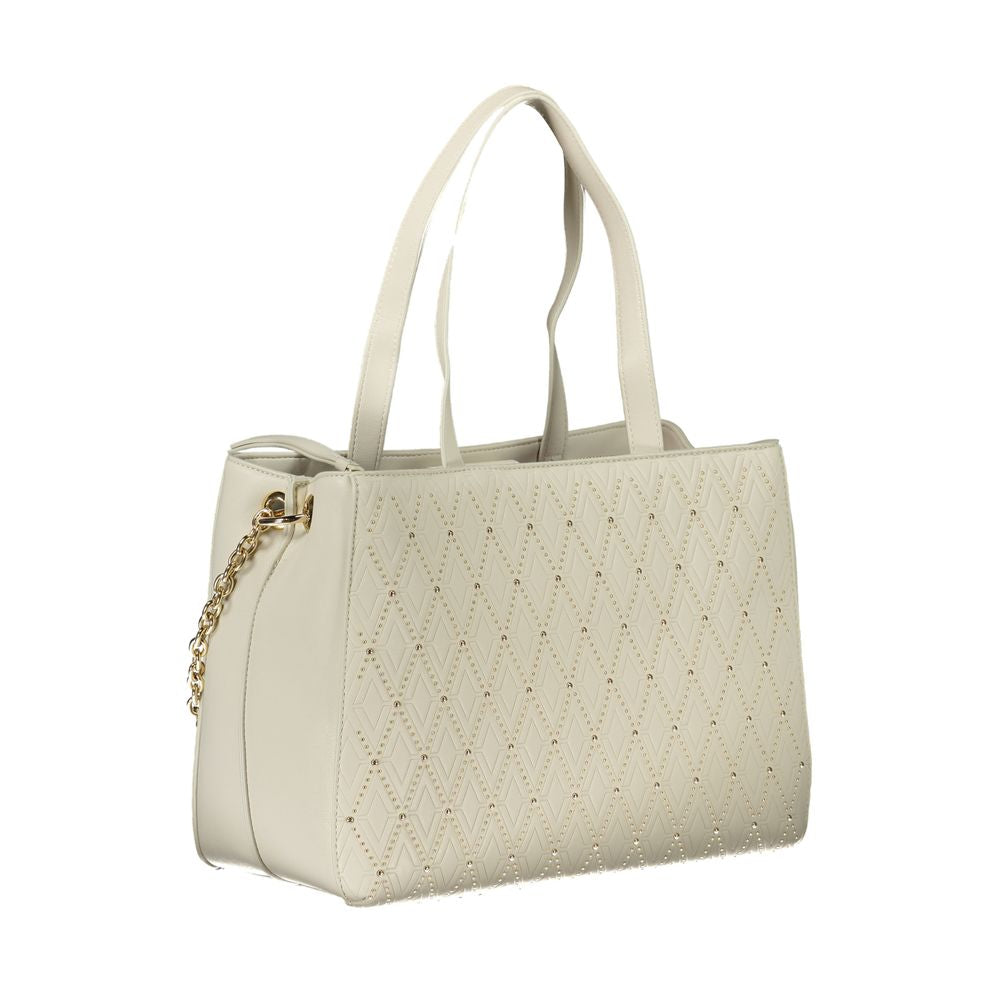 Sac femme Valentino Bianco en polyuréthane avec deux anses et une bandoulière chaîne
