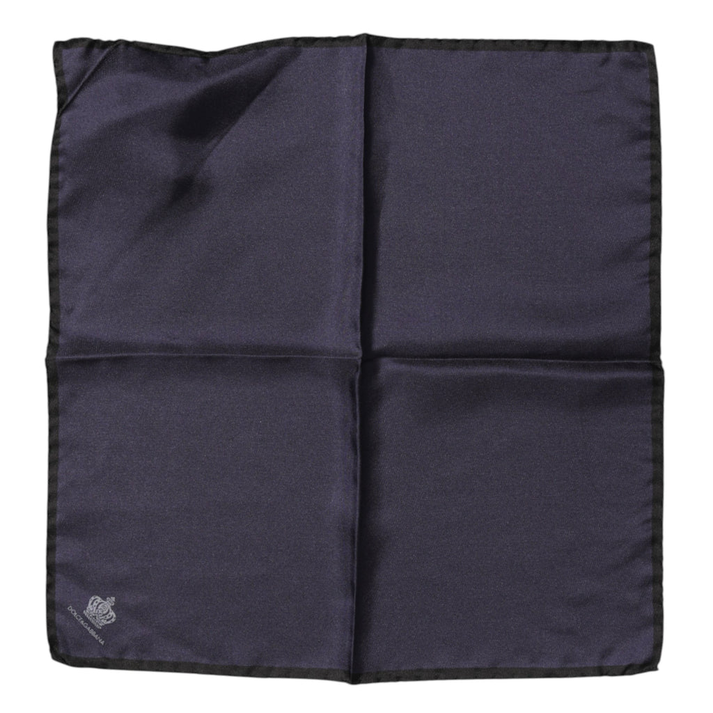 Dolce & Gabbana Blue DG Crown Silk Square Men Foulard Scarf