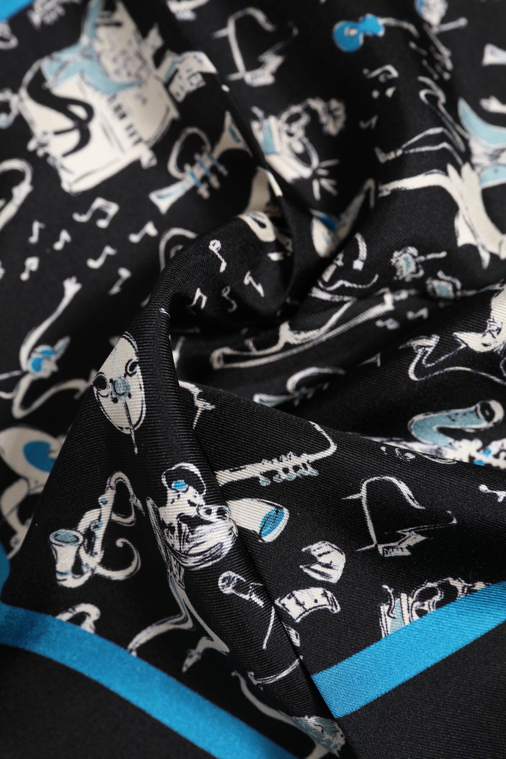 Dolce & Gabbana Black Jazz Club Silk Square Men Foulard Scarf