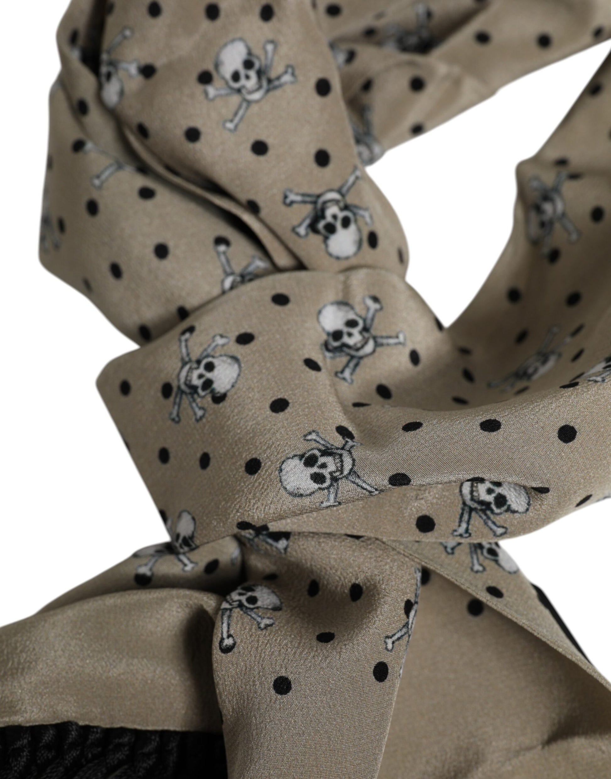 Foulard écharpe homme Dolce & Gabbana en soie grise avec crânes et franges