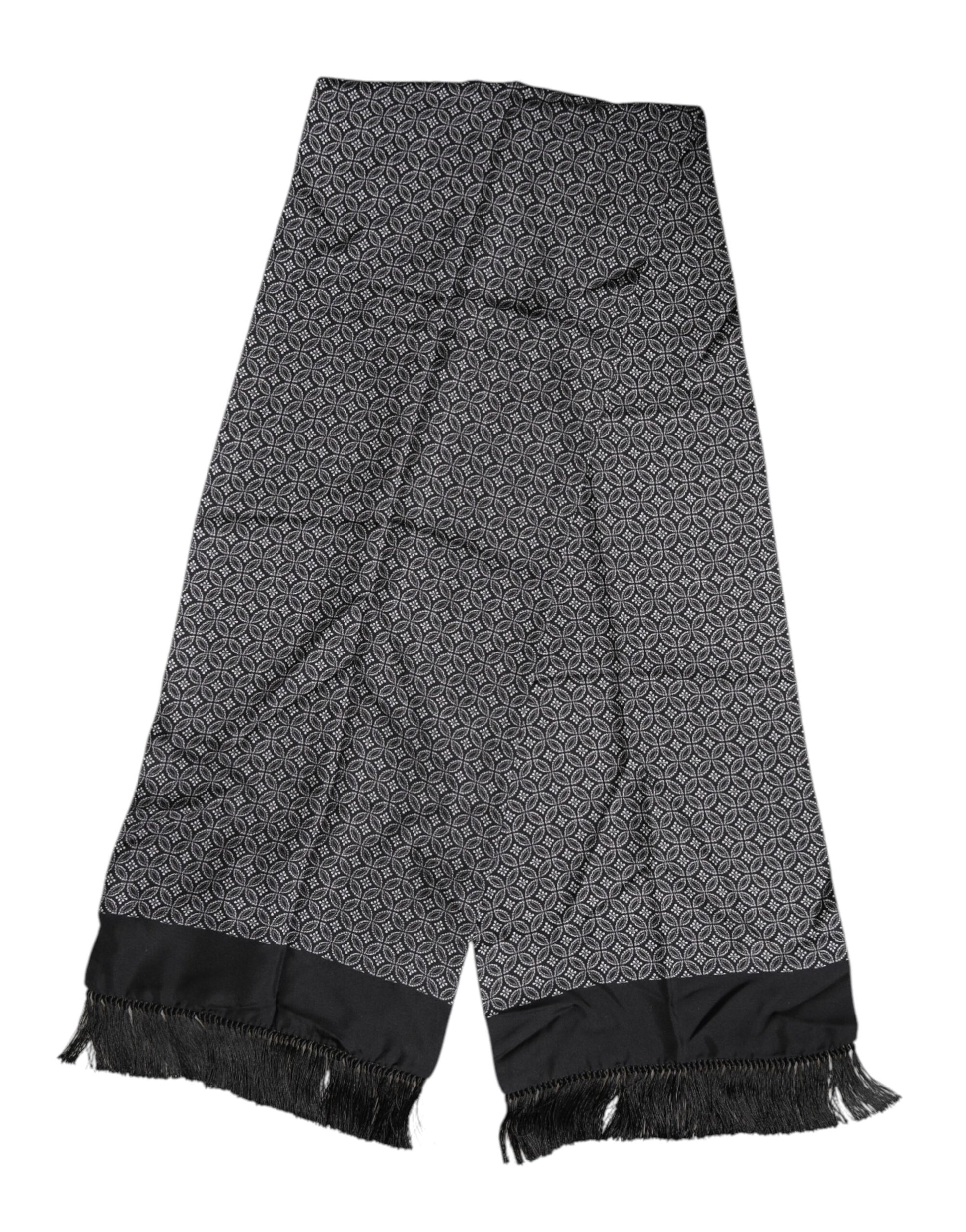 Écharpe Foulard Homme Dolce & Gabbana Noir à Motifs et Franges